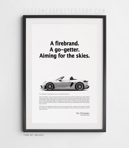 Porsche 718 Spyder Print Ad - Aiming for the Skies