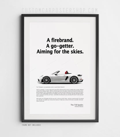 Porsche 718 Spyder Print Ad - Aiming for the Skies