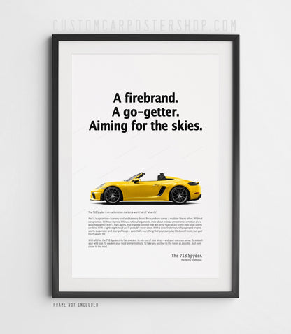 Porsche 718 Spyder Print Ad - Aiming for the Skies