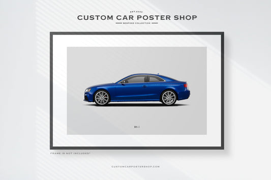 Bespoke custom poster framed print featuring the Audi RS 5 Coupe.