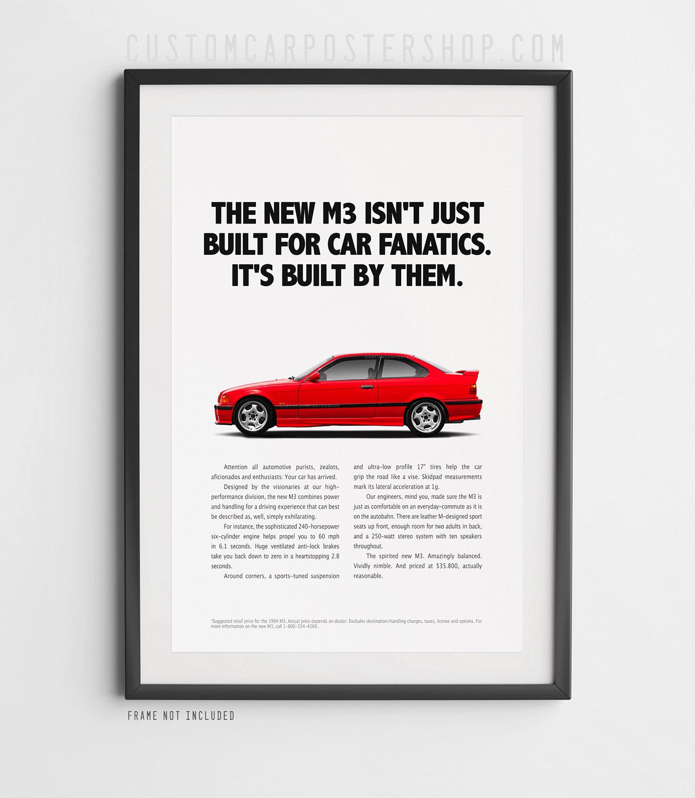 BMW E36 M3 Print Ad Poster Framed