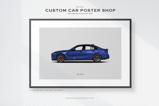 BMW G80 M3 Sedan Commissioned Poster featuring the M3 with M824 Wheels.