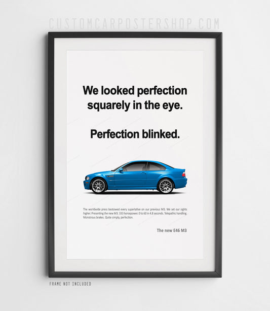 Laguna Seca Blue BMW M3 E46 Coupe Print Ad wall Poster