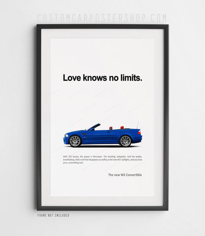 BMW E46 M3 Convertible Classic Print Ad - Love