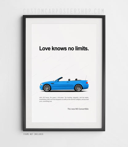 BMW E46 M3 Convertible Classic Print Ad - Love