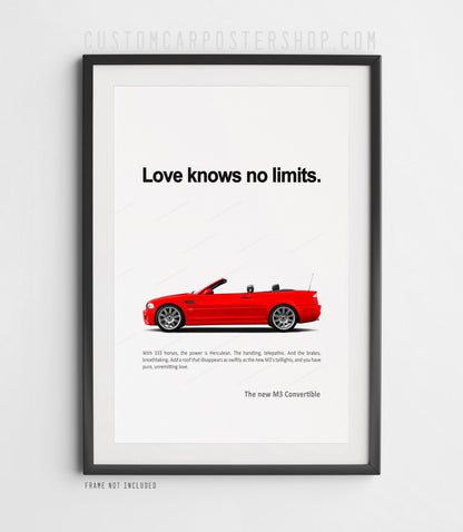 BMW E46 M3 Convertible Classic Print Ad - Love