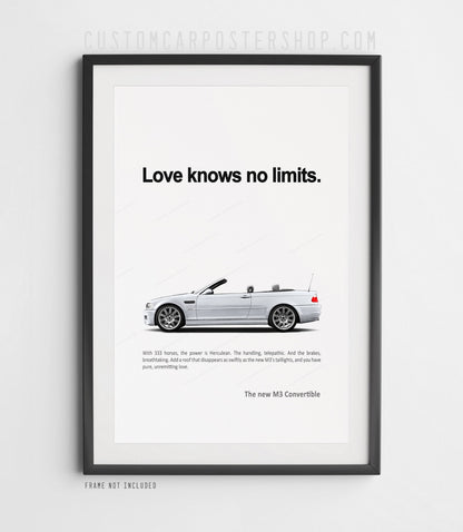 BMW E46 M3 Convertible Classic Print Ad - Love
