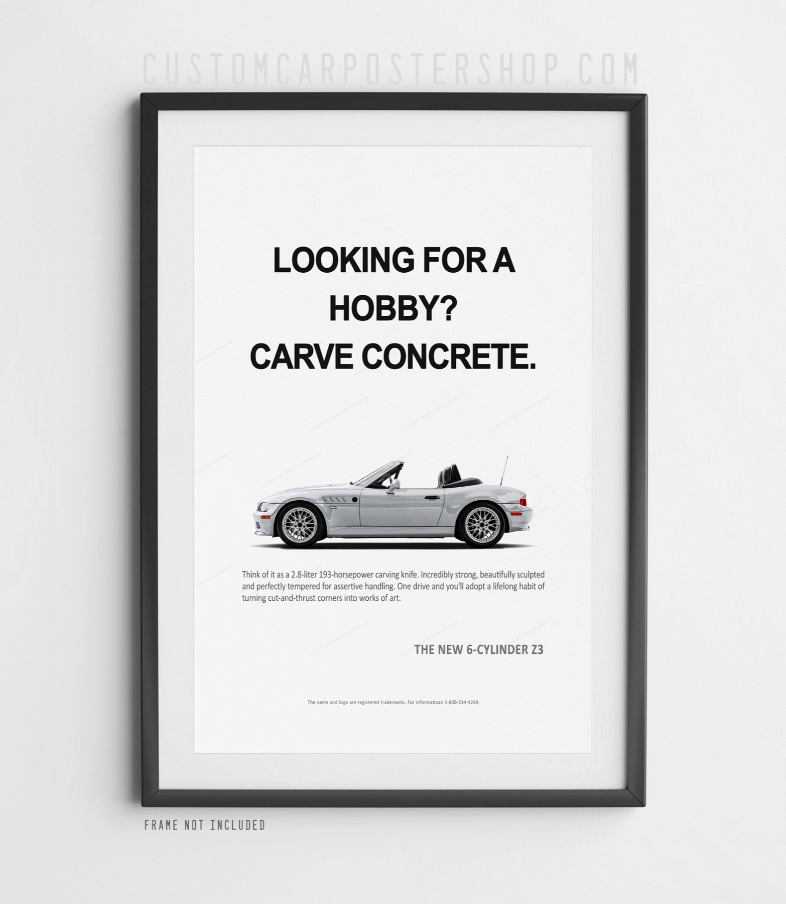 BMW Z3 Print Ad Reproduction Framed Poster - Looking for a Hobby vintage ad
