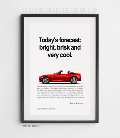 BMW Z4 E85 facelift poster inspired by the classic Today’s Forecast advertisement