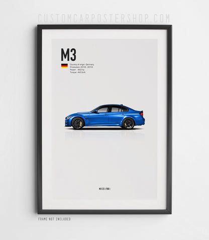 BMW M3 CS F80 in Black Frame Poster