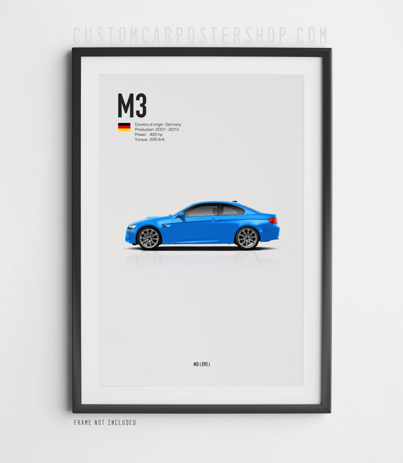 Santorini Blue BMW E92 M3 poster franed art