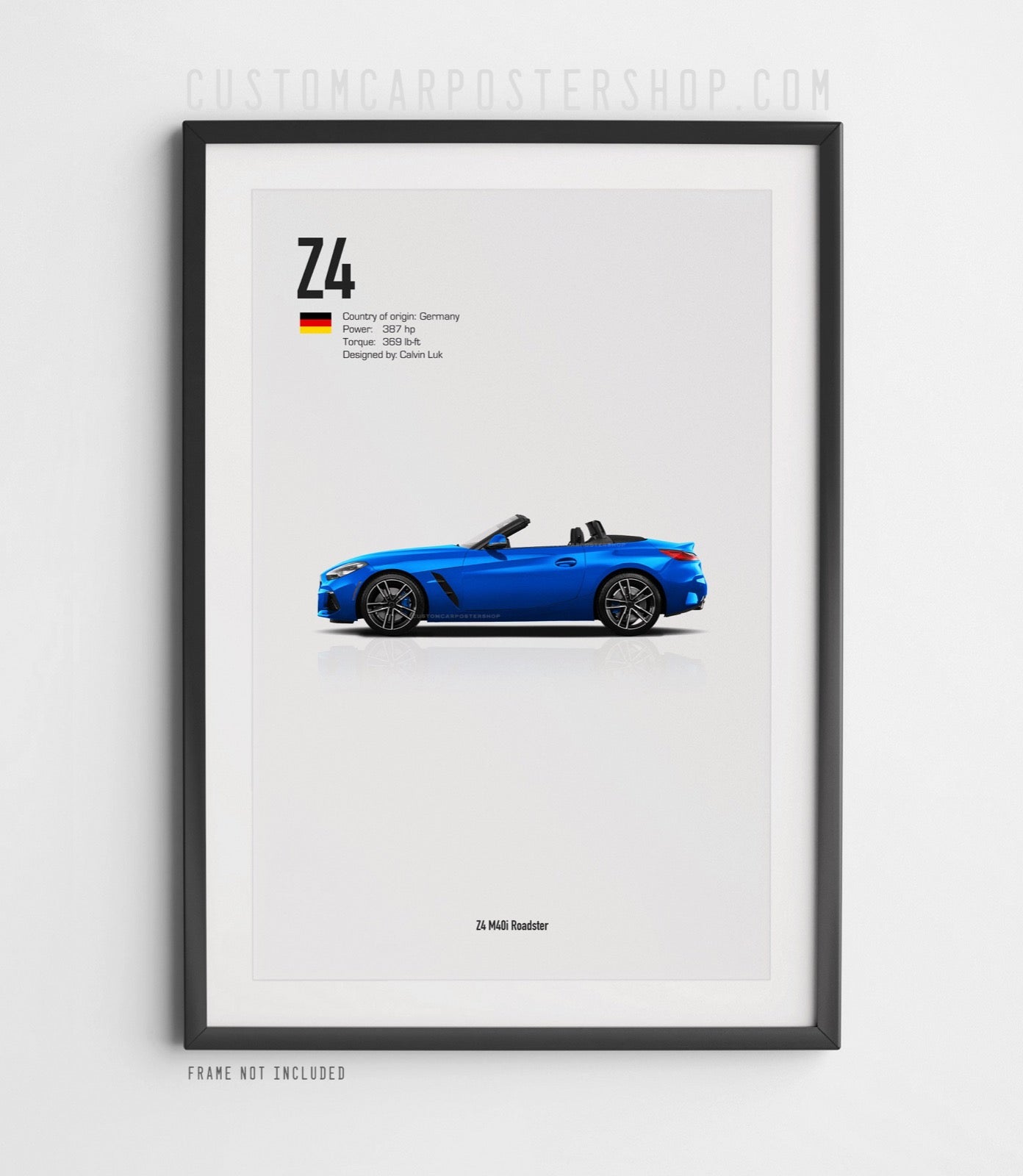 Blue BMW Z4 M40i Framed Wall Art Poster