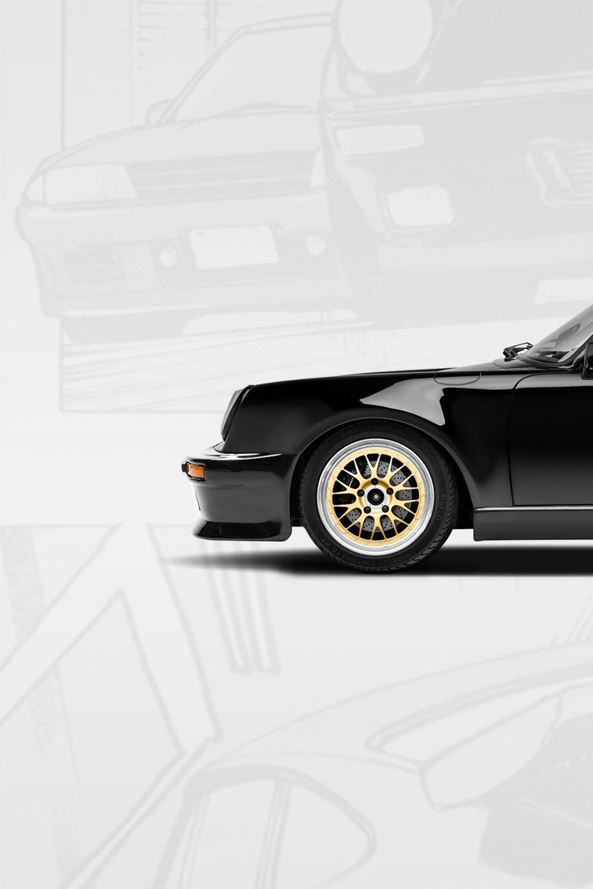 Blackbird Porsche 911 Turbo 3.3 - Wangan Midnight Poster