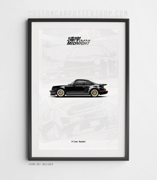 Wangan Midnight Blackbird Porsche 911 Turbo 3.3 Poster. Tatsuya Shima