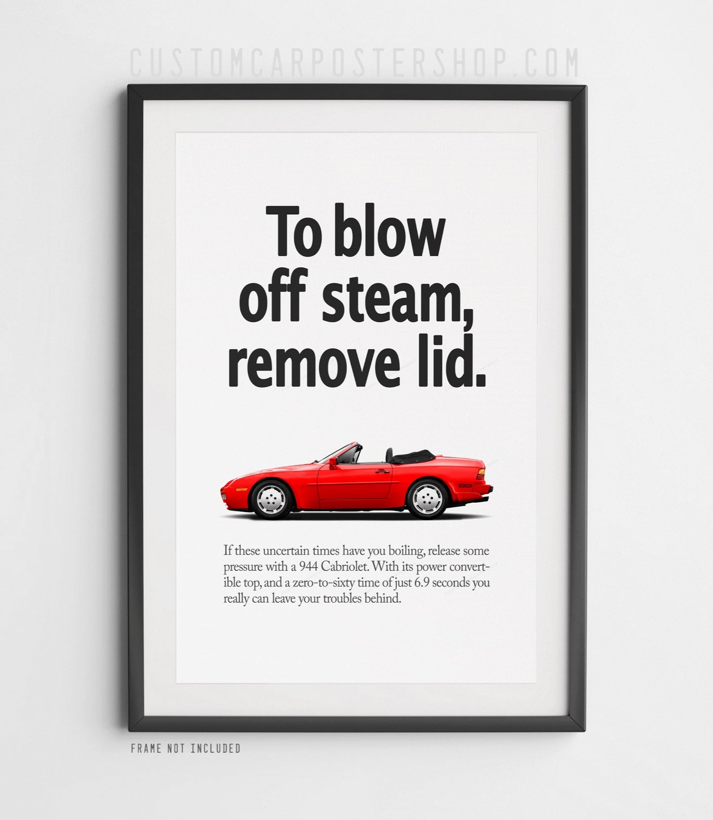 Red Porsche 944 S2 Cabriolet Print Ad Poster