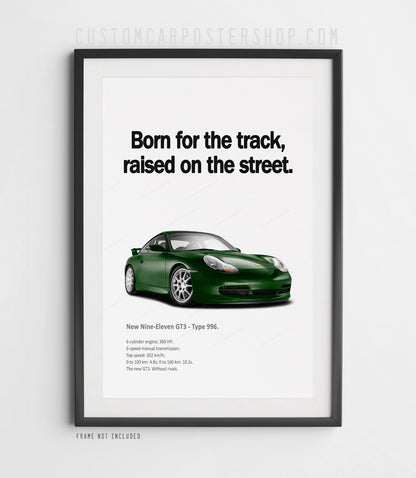 Porsche 996.1 911 GT3 Remastered Print Ad - Born for the Track