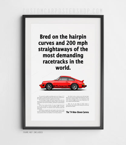 Porsche 911 Carrera 2.7 MFI Print Ad Poster - Hairpin Curves