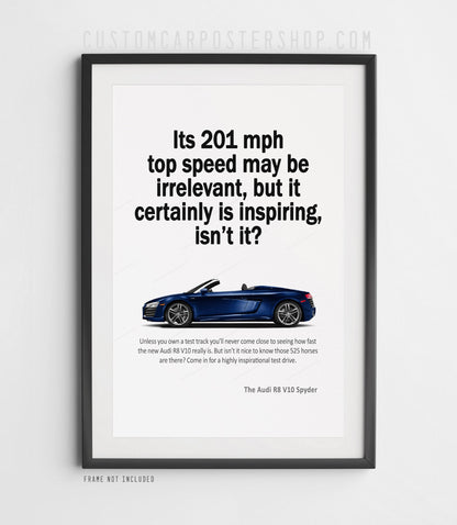 Audi R8 V10 Spyder (Type 42) Print Ad - Top Speed (Commissioned)