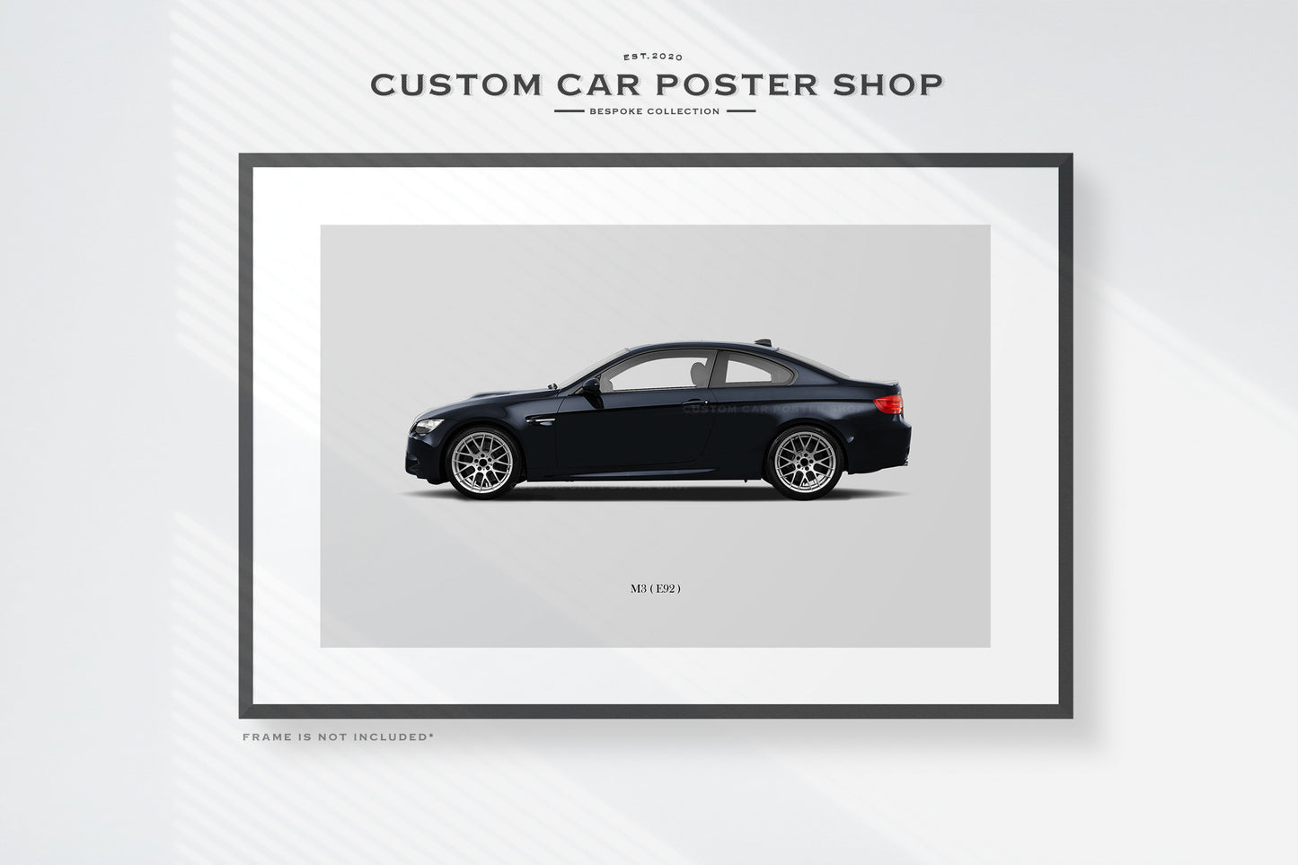 Custom Jerze Black BMW M3 Coupe (E92) Poster Framed Art