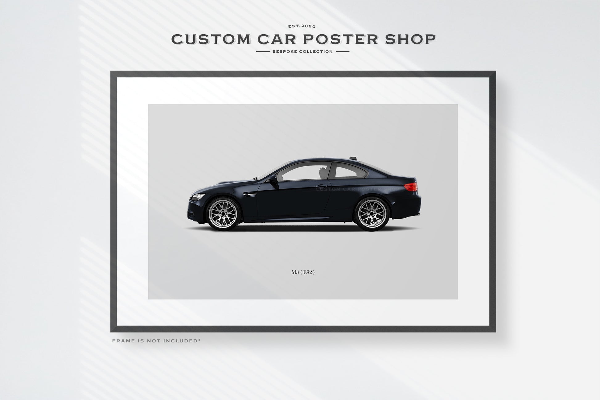 Custom Jerze Black BMW M3 Coupe (E92) Poster Framed Art