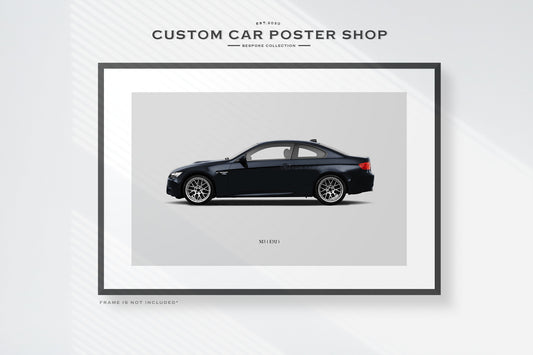Custom Jerze Black BMW M3 Coupe (E92) Poster Framed Art