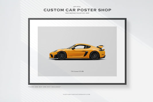 Porsche 718 Cayman GT4 RS Commissioned poster print artwork for fans and enthusiast.