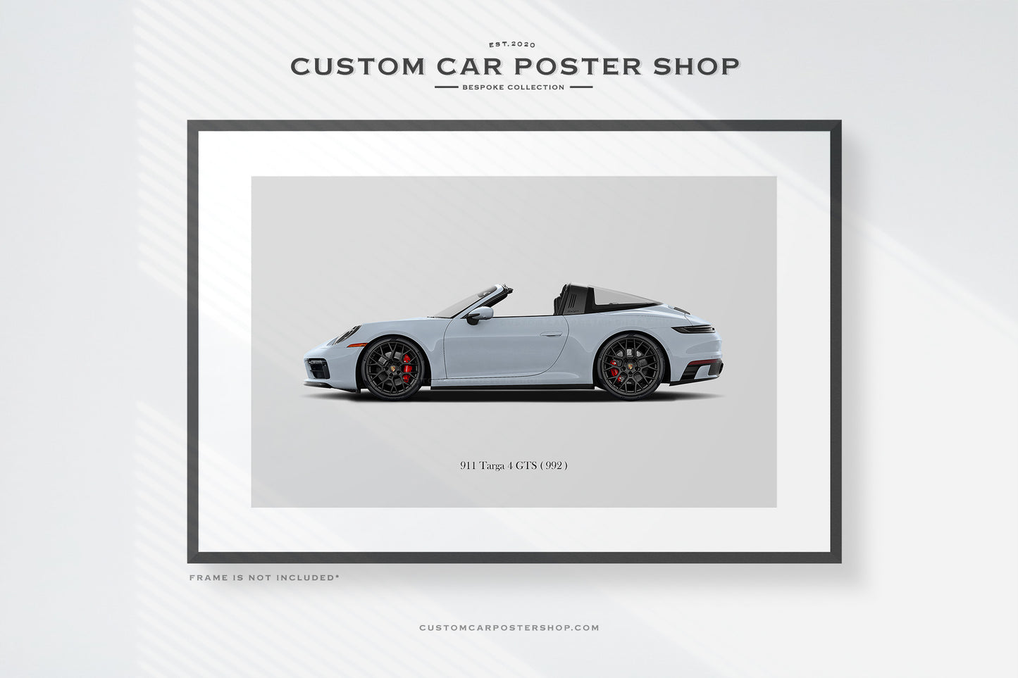Arctic Silver Porsche 911 (992) Targa 4 GTS Art Print Poster