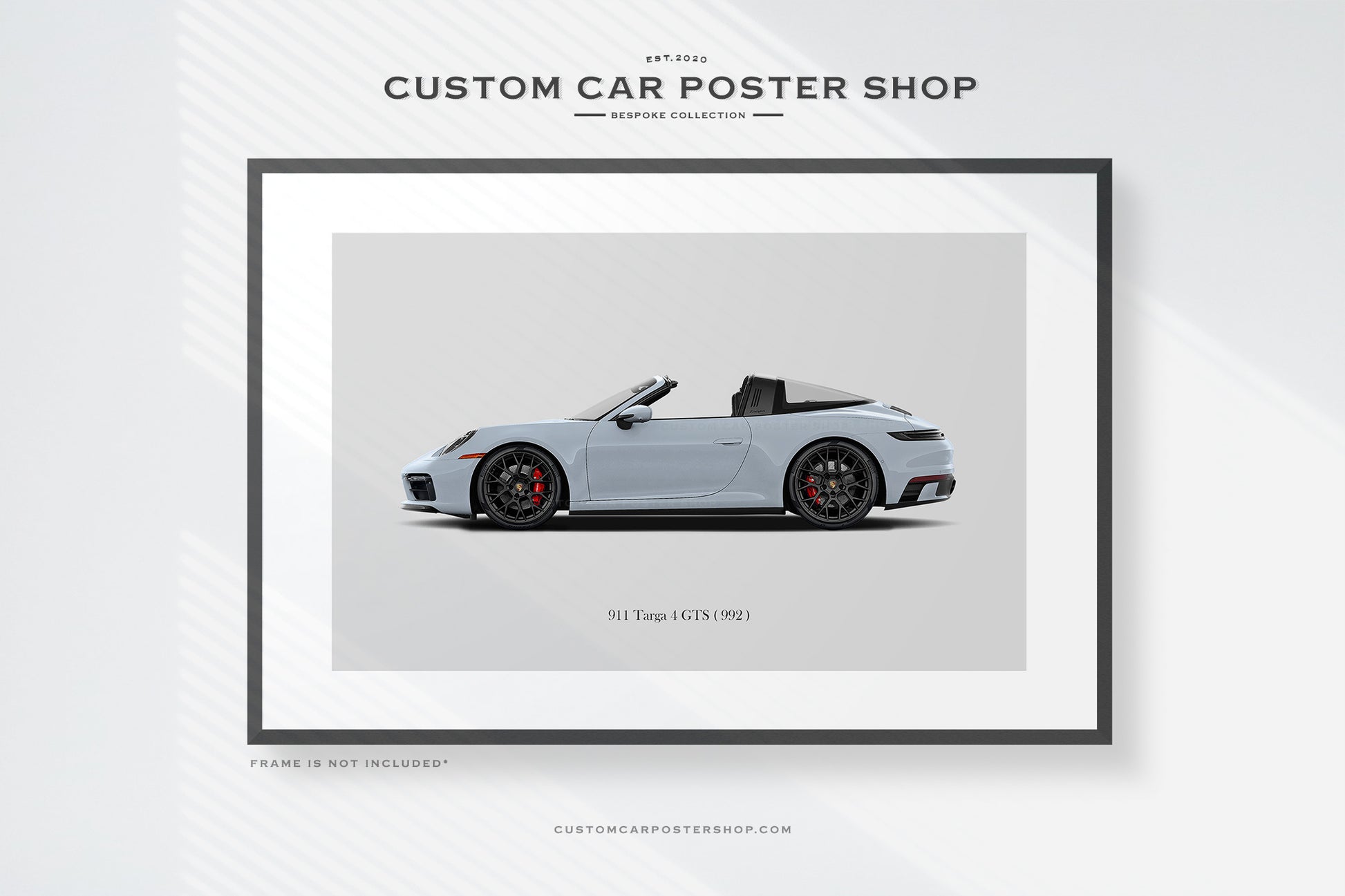 Arctic Silver Porsche 911 (992) Targa 4 GTS Art Print Poster
