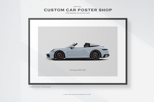 Arctic Silver Porsche 911 (992) Targa 4 GTS Art Print Poster