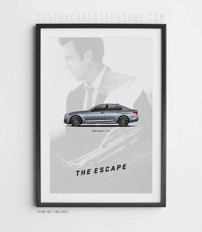 BMW 540i M Sport - The Escape (2006) short film tribute poster with Clive Owen