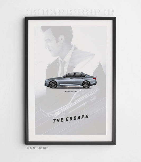 BMW 540i M Sport - The Escape (2016) short film tribute poster with Clive Owen
