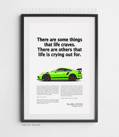 Porsche 911 GT3 RS (991.2) Retro Ad Print - Crying Out For