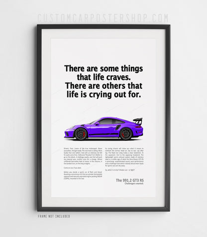 Porsche 911 GT3 RS (991.2) Retro Ad Print - Crying Out For