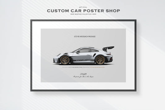Bespoke print featuring the 2025 Porsche (992) 911 GT3 RS in custom specs.