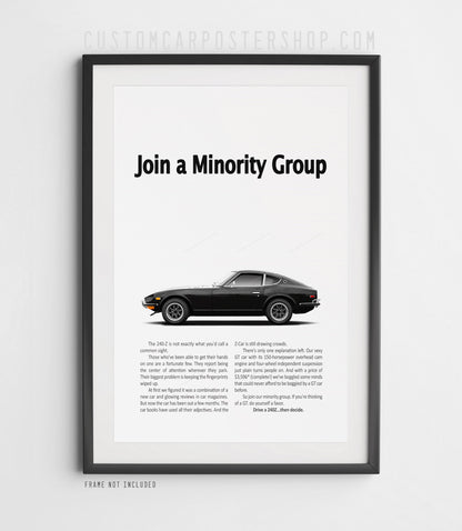 Datsun 240z Retro Print Ad - Minority Group