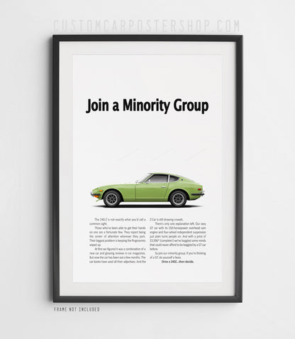 Datsun 240z Retro Print Ad - Minority Group