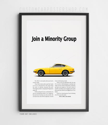 Datsun 240z Retro Print Ad - Minority Group