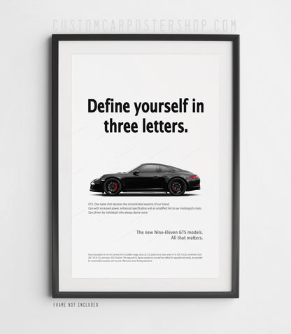 Porsche 911 Carrera GTS (991.1) Print Ad Poster - Three Letters