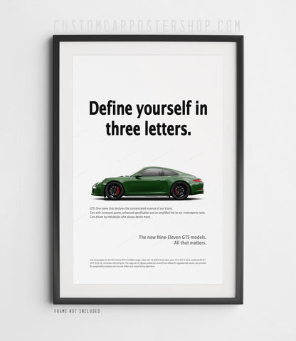 Porsche 911 Carrera GTS (991.1) Print Ad Poster - Three Letters