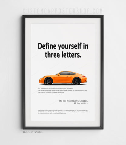 Porsche 911 Carrera GTS (991.1) Print Ad Poster - Three Letters