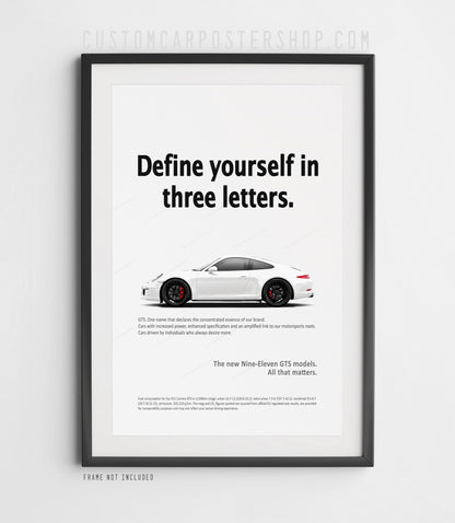 Porsche 911 Carrera GTS (991.1) Print Ad Poster - Three Letters