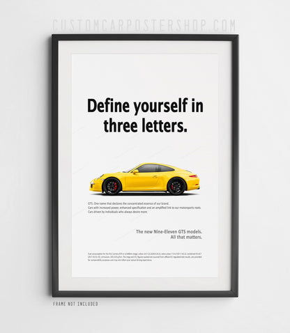 Porsche 911 Carrera GTS (991.1) Print Ad Poster - Three Letters