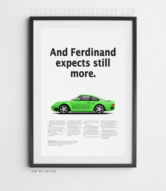 Porsche 959 Vintage Ad - Expects More Poster in a frame