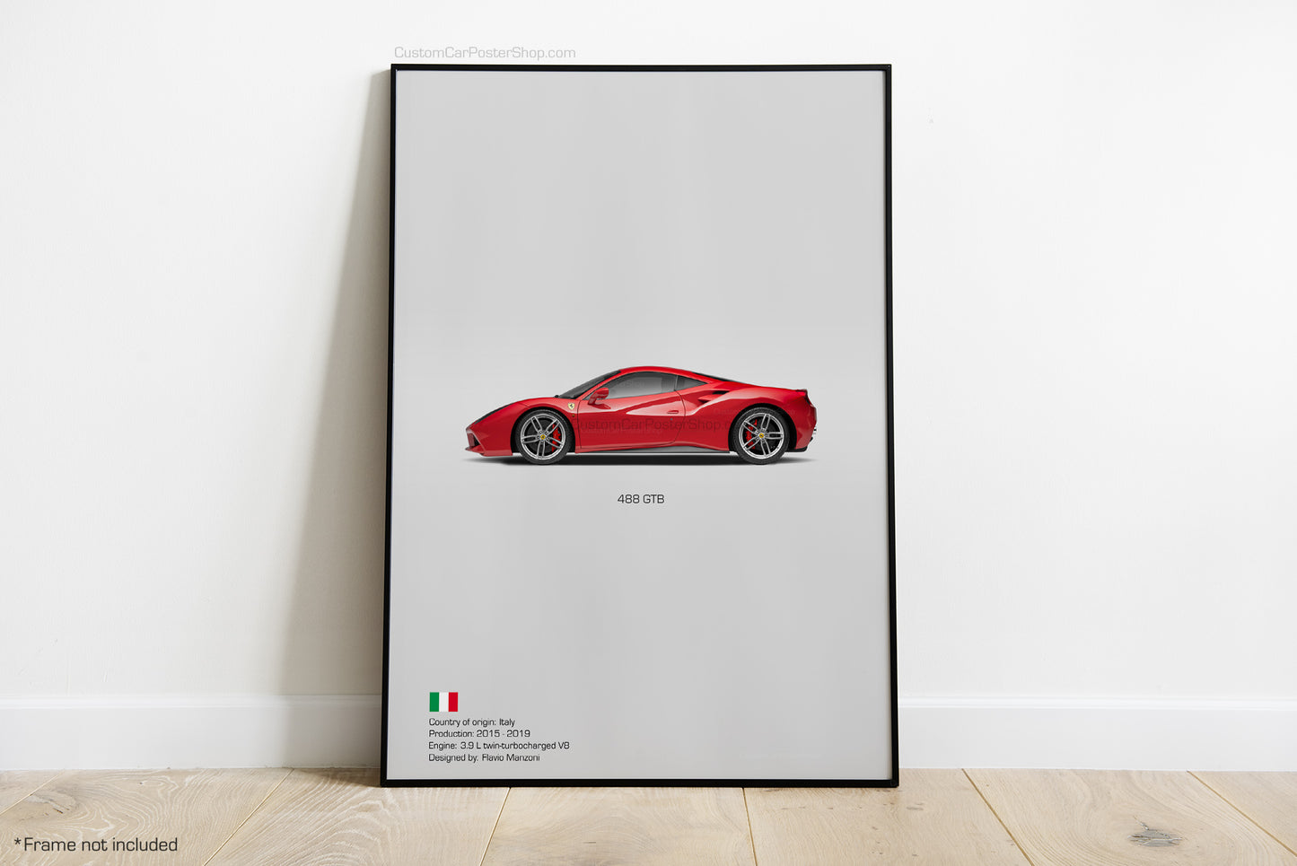 Ferrari 488 GTB Poster - Wall Decor Wall Art