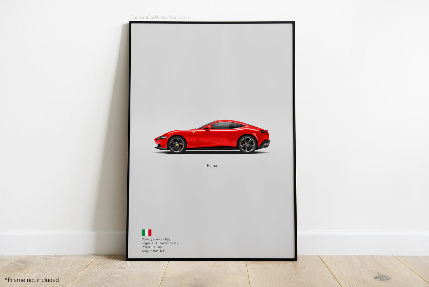 Ferrari Roma Poster - Minimalistic Wall Art