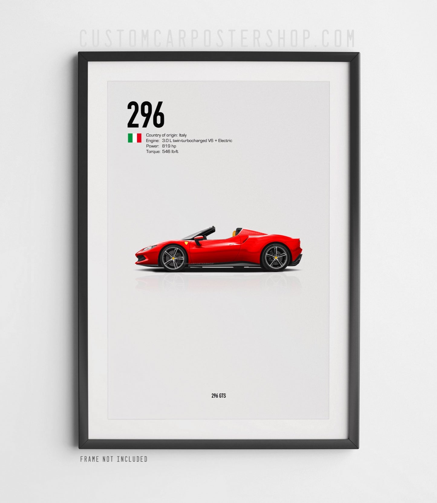 Rosso Corsa Ferrari 296 GTS convertible poster framed print art