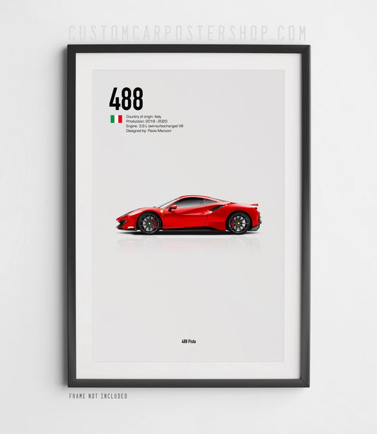 Ferrari 488 Pista Poster Framed Art