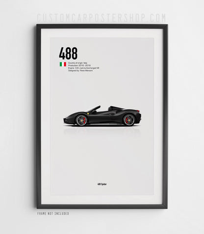 Ferrari 488 Spider Poster