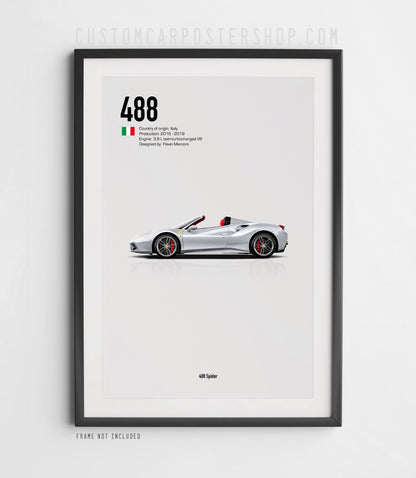 Ferrari 488 Spider Poster