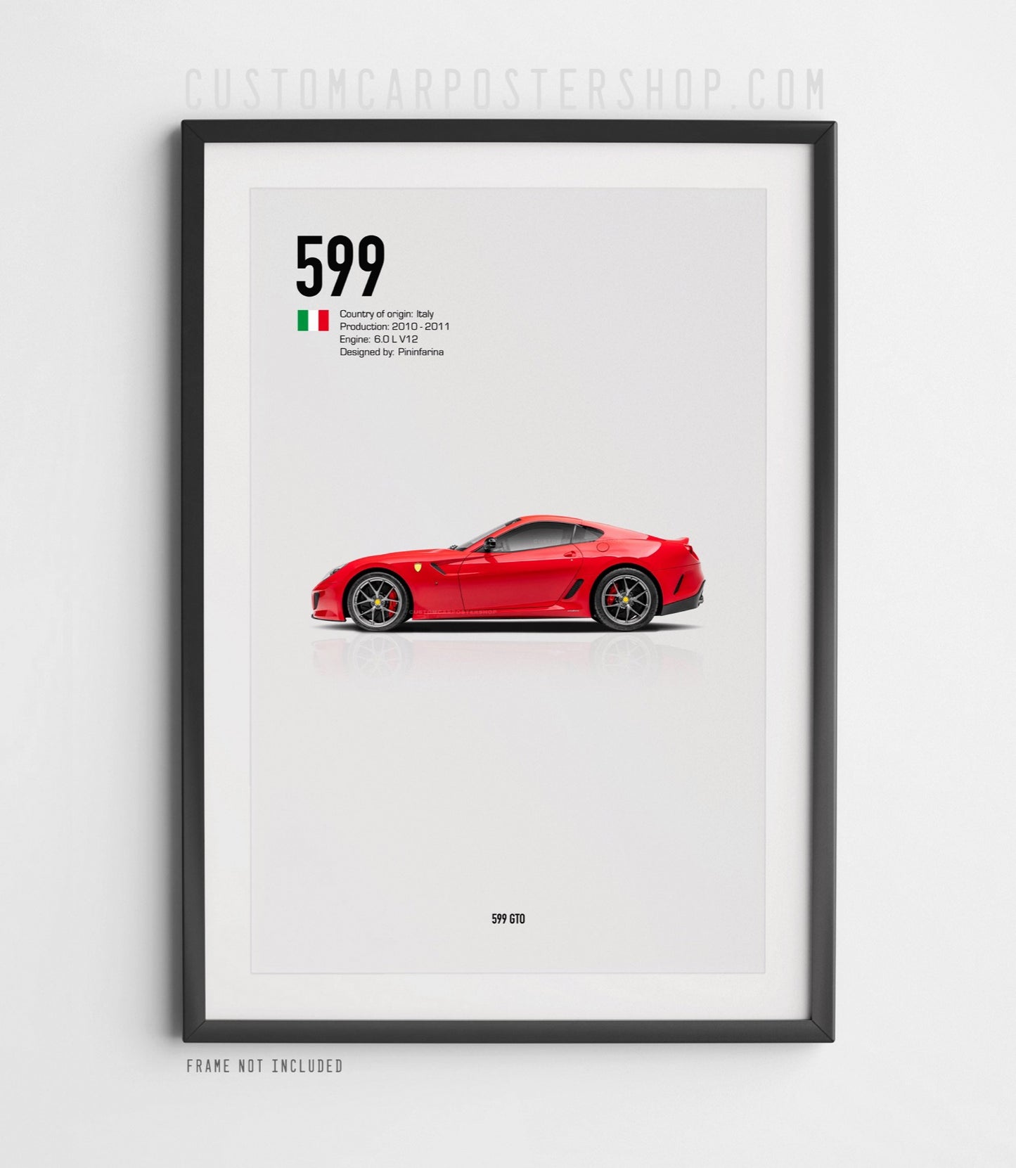 Ferrari 599 GTO poster V12 supercar minimalist automotive wall art fine art print